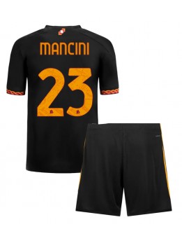 Billige AS Roma Gianluca Mancini #23 Tredjedraktsett Barn 2023-24 Kortermet (+ Korte bukser)